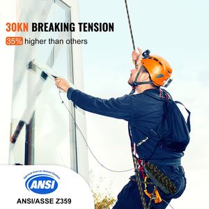Conjunto de línea de vida vertical de poliéster para techos, 0.55FT x 25FT, tensión de rotura de 30 KN, con hebilla de lengüeta, protección contra caídas para acero - Product Image 1