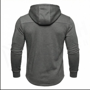 Sweat-shirt à capuche pour homme, coupe ajustée, manches longues, avec poche avant et design à lacets, gris, vêtement décontracté pour l'automne - Product Image 2