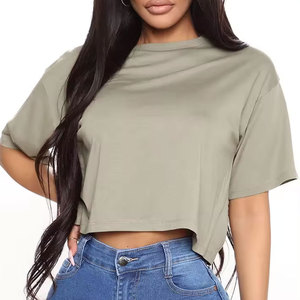 T-shirt d'été 2025 pour femme, 100 % coton épais et respirant, coupe courte et classique, col rond, manches courtes, personnalisable, séchage rapide - Product Image 2