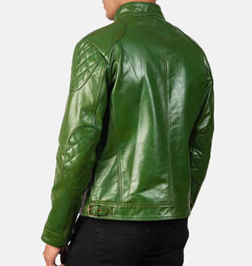 Blouson en cuir unisexe pour l'hiver, style motard, coupe slim, col montant, fermeture éclair sur le devant, logo, en denim décontracté et tendance - Product Image 4