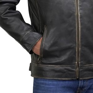 Chaqueta de Motociclista de Cuero Casual Estilo Café Racer para Hombre Ruya, de Piel de Cordero Auténtica, Impermeable, con Forro de Satén - Product Image 4