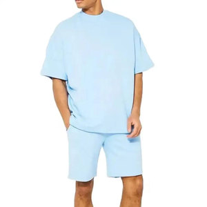 Ensemble de shorts pour hommes de haute qualité 2024, vêtements d'été, ensembles de jogging pour hommes, manches courtes avec shorts, coton, ensembles d'été pour hommes, tricoté uni - Product Image 2