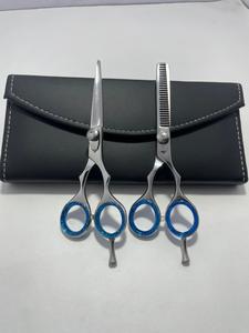 Stainless Steel Sharp Curved Blades Right-Handed Barber Scissors Set with <b>Long</b> <b>Handle</b> Thinning <b>Shears</b> Kit Leather Case - Product Image 6