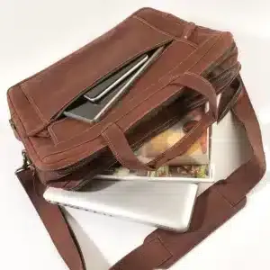 Vintage Brown Leather Laptop <b>Briefcase</b> Premium Business Office Bag with Multi Pocket Organizer & Large Capacity Design - Product Image 4
