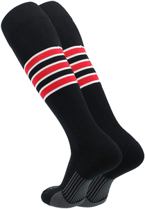 Chaussettes de baseball noires mi-hautes avec rayures rouges et blanches, respirantes, en spandex et polyester, pour adultes, été - Product Image 5