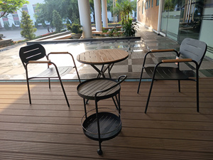 Ensemble bistrot moderne pour terrasse extérieure, balcon, 4 pièces : tables, chaises et chariot pour villa, jardin, ensemble café - Product Image 2