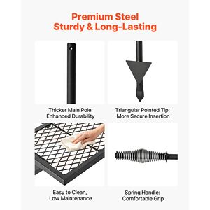 Griglia Girevole Pieghevole per Falò Resistente - Griglia BBQ Portatile in Acciaio a Doppio Strato con Rotazione a 360 Gradi - Product Image 3
