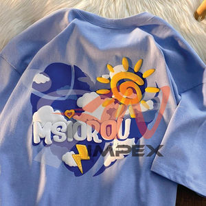 เสื้อยืดคอกลมลายกราฟิกใหม่สำหรับผู้ชาย เสื้อผ้าสั่งทำพิเศษ พิมพ์ลายโฟมพัฟ 3 มิติ พร้อมพิมพ์โลโก้ - Product Image 3
