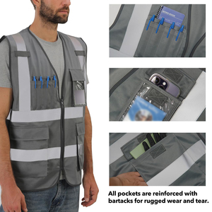 Wholesale Supply Heavy Duty Safety Vest Multi Pocket Reflective Gear <b>Construction</b> Professionals High Visibility Safety Apparel - Product Image 5