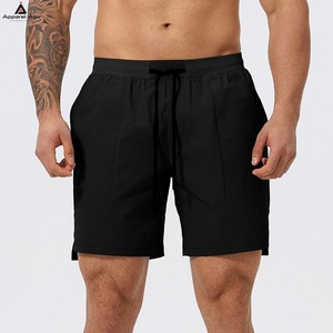 Shorts de sport pour hommes en coton, style décontracté, avec logo brodé personnalisé, bords coupés, grande taille, Bermuda - Product Image 4