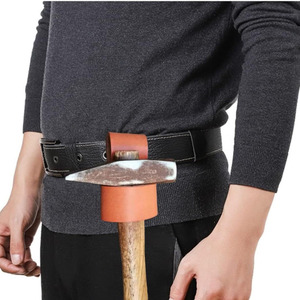 Porte-marteau en cuir véritable avec passant de ceinture, construction robuste, accessoire pour outils de menuisier, couvre-chapeau et technicien en bâtiment, à prix abordable - Product Image 1