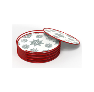 Decorative Printed <b>Table</b> <b>Coaster</b> Set with Coordinated Holder for Dining and Serving Use - Product Image 5