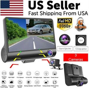 Dual Lens 1080P HD Car DVR 4 \ "Rearview Video Dash Cam Recorder con telecamera per veicolo con sensore G - Product Image 1