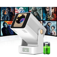 Projecteur vidéo intelligent pour films en extérieur, 260 lumens ANSI, correction trapézoïdale, lecteur multimédia Android pour home cinéma, batterie intégrée, logo