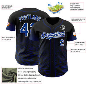 Camiseta Deportiva Premium para Equipo de Béisbol, Azul y Negra, con Botones al Frente, Malla Transpirable, Personalizable con Nombre, Número y Logotipo del Equipo - Product Image 3