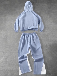 OEM ODM Autumn Casual Streetwear French Terry Sweatsuit Jogger Custom Logo Digital Print Breathable Midweight Cotton Solid Men's - Product Image 6