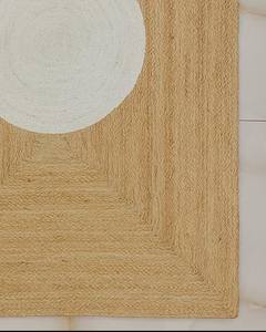 Alfombra Redonda de Yute Tejida a Mano Estilo Boho Chic, Patrón Circular, Fibra Natural, Decoración Rústica para el Hogar - Product Image 4