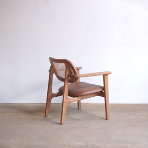 Fauteuil d'appoint au design moderne en teck massif et rotin naturel, hauteur réglable, idéal pour salons, hôtels et villas - Product Image 5