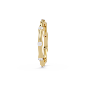 Unique 14K Pure Gold Round cut Lab Grown Diamond Eternity <b>Ring</b> Nature Inspired Stackable Band Anniversary <b>Ring</b> Wedding <b>Ring</b> - Product Image 4