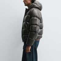 Veste d'hiver rembourrée à capuche épaisse en toile noire brillante personnalisée pour homme, manteau à bulles réversible, streetwear de luxe, coupe-vent