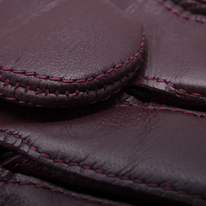 Womens Burgundy Sheepskin Thermal Handmade Glove Dark Green Trim Soft Winter Full Finger Elegant Driving Gloves Warm Lined - Product Image 3