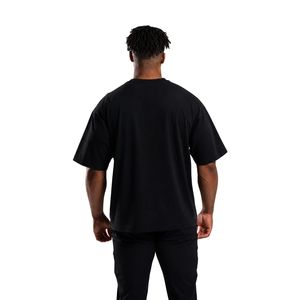เสื้อยืดโอเวอร์ไซส์สีดำสำหรับผู้ชาย ผ้าคอตตอนสโตนวอช คอกลม ทรงหลวม สไตล์ลำลอง แฟชั่นสตรีทแวร์ - Product Image 6