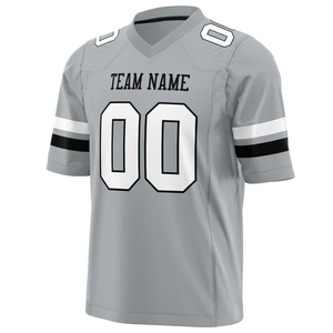 Maillot de football américain gris pour homme, col en V, manches courtes, impression sublimée, maille respirante, nom et numéro de l'équipe 00, personnalisable - Product Image 4