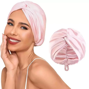 Silk Bonnet For Sleeping Women Satin Hair Bonnet Night Sleep Cap Scarf Wrap For Curly Hair With Tie <b>Band</b> Solid Silk Turban <b>Hat</b> - Product Image 4