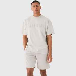 Conjunto de Camiseta y Pantalones Cortos para Hombre, Color Marfil, Estilo Profesional, Ropa Casual de Calle, Conjunto de Camiseta OEM ODM Sialkot Pakistán Venta al por Mayor - Product Image 1
