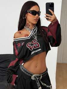 Camiseta Deportiva Corta de Malla para Mujer al por Mayor, Manga Larga con Estampado de Número, Estilo Urbano, Fabricante de Camisetas de Fútbol Americano - Product Image 2