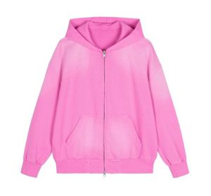 Sudadera con capucha para hombre de alta calidad, extragrande, gruesa, con cremallera, estilo vintage, efecto desgastado por el sol, con lavado ácido. - Product Image 5