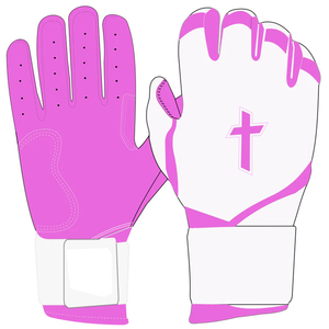 <b>Baseball</b> Batting Gloves Leather Ambidextrous Custom Color White and Red - Product Image 4