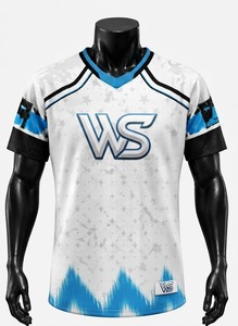 เสื้อฟุตบอลอเมริกันแบบซับลิเมชั่นสำหรับผู้ชาย WS คอวี แขนครึ่งตัว ผ้าโพลีเอสเตอร์ซับเหงื่อ ระบายอากาศได้ดี ทรงปกติ ไซส์ใหญ่พิเศษ - Product Image 3