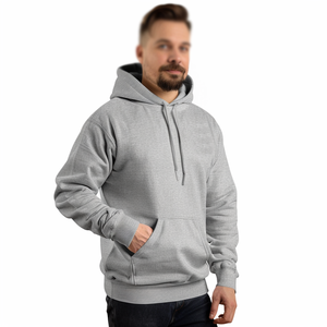Sweat-shirt à capuche zippé pour homme, en coton et polyester mélangés, imprimé avec logo personnalisé, pour la gym et l'hiver. - Product Image 2