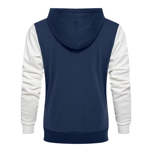 Survêtement Homme Bleu Marine et Blanc à Blocs de Couleurs, Col Montant à Capuche, Fermeture Éclair Intégrale, Respirant, Sportswear Décontracté, Coupe Droite, Idéal Automne - Product Image 4