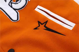 Orange White Baseball <b>Jacket</b> Men Embroidered Letter <b>Star</b> Pattern Regular Fit Lettermen <b>Jackets</b> - Product Image 4