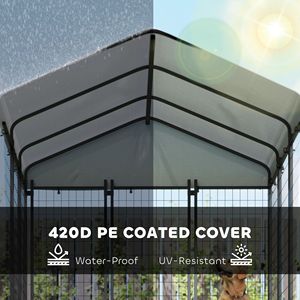 Recinto per Cani da Esterno 1,8m x 1,8m x 1,8m con Tetto Girevole e 4 Ciotole Regolabili a 4 Livelli, Materiale Resistente con Struttura a Rete - Product Image 5
