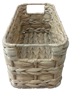 Rustic Eco-Friendly <b>Large</b> Water Hyacinth Rectangle Storage <b>Basket</b> Woven Organizer Bin with Handle for Home Bathroom Office - Product Image 3