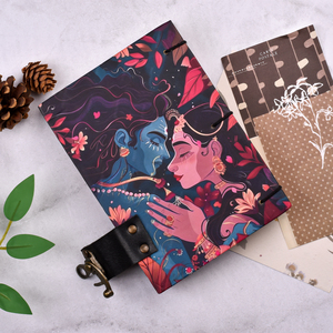 Radha Krishna <b>A5</b> Handmade <b>Notebook</b> with Lock 100 Pages Spiritual Art Diary Premium Journal Gift Writing Book Vintage Style Cover - Product Image 2