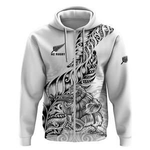 Sweat à capuche de rugby de Nouvelle-Zélande unisexe blanc avec impression par sublimation, motif kiwi, vêtements décontractés, coupe régulière, vêtements de sport d'hiver, service OEM - Product Image 2