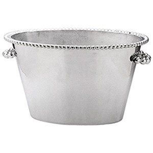 Seau à glace plaqué argent avec poignées décoratives en forme de tête de taureau, style vintage, refroidisseur à vin en métal pour bar et décoration intérieure - Product Image 5