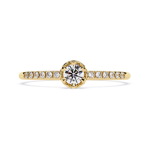 Bague de fiançailles classique en diamant de laboratoire rond, plaqué or 10 carats, sertissage à griffes, certifiée IGI, bijoux fins tendance pour femmes - Product Image 4