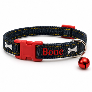 Jeans & Bones Cat <b>Collar</b> OEM ODM Custom Logo Adjustable Denim Pet <b>Collar</b> Direct Manufacturer - Product Image 3
