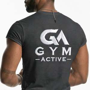 GYM ACTIVE Men's High Street Silk Screen Printed Custom Jersey <b>T</b>-<b>Shirts</b> 95% Cotton 5% Spandex 180g Curved Hem <b>Muscle</b> Slim Fitted - Product Image 3