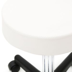 Sgabello Regolabile in Plastica Bianca con Schienale Rotondo per Arredamento da Salone - Product Image 2