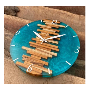 Reloj de Pared Artesanal de Resina Epoxi y Madera, Estilo Antiguo, para Regalo, Tendencia 2026, Decorativo y Redondeado, para Restaurante u Hotel - Product Image 4