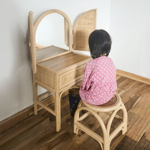 Pretend play furniture for baby girl rattan makeup vanity <b>table</b> set cute <b>dressing</b> vanities - Product Image 3