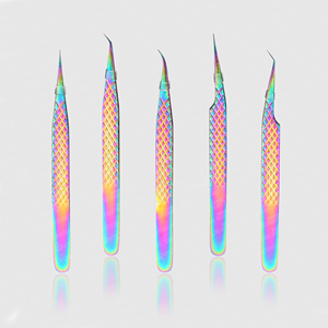 Pince à épiler en acier inoxydable pour extensions de cils, multicolore, outil professionnel de soin de beauté, marque privée, vente chaude - Product Image 4
