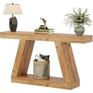 Mesa Consola de Madera Rústica Industrial de 55 Pulgadas con Almacenamiento para Entrada o Sofá - Product Image 1