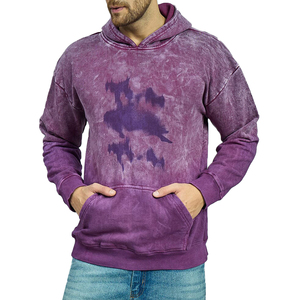 เสื้อฮู้ดดี้ผู้ชายกันลม น้ำหนักเบา ล้างสีแบบแอซิดวอช ผ้าฝ้าย 100% ทรงปกติ ระบายอากาศได้ดี คุณภาพสูง ดีไซน์ล่าสุด ลายพิมพ์เรียบง่าย - Product Image 2